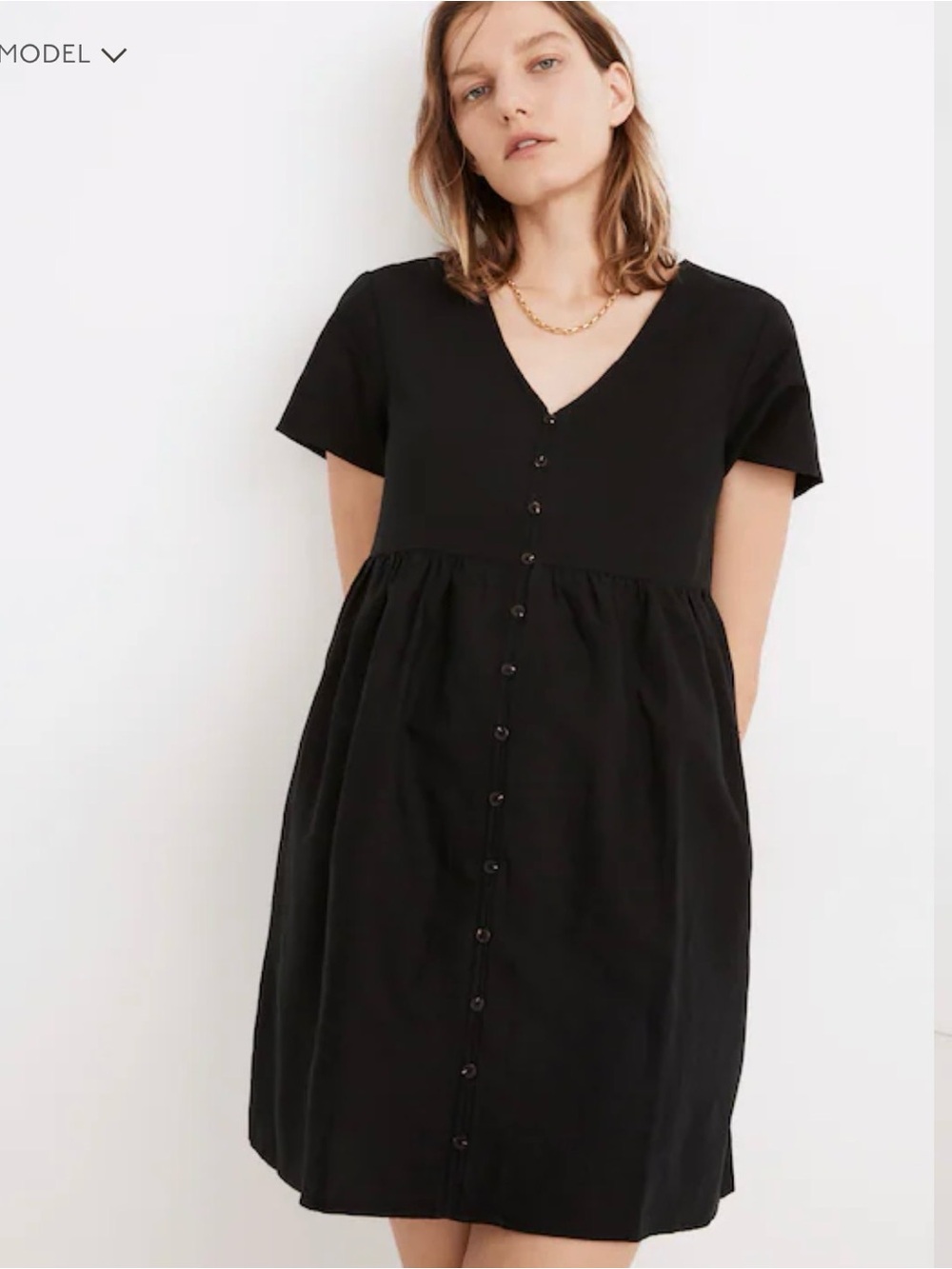 Madewell Linen-Blend Alexandra Button-Front Mini Dress